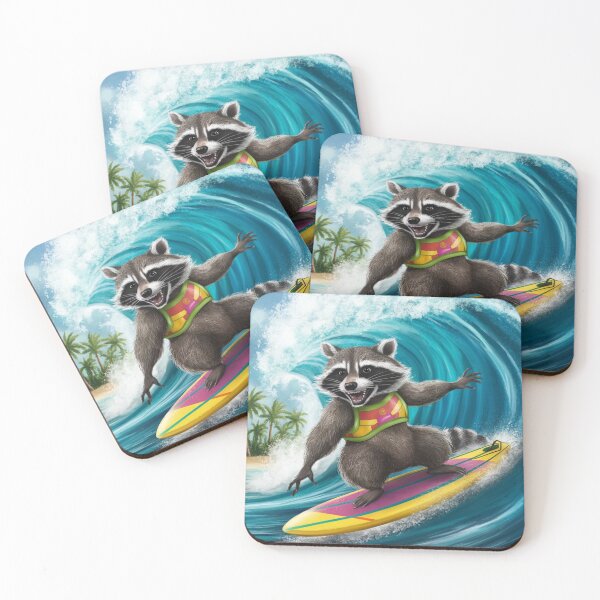 Item preview, "MAPACHE SURFING " RACCOON SURFING LOVER  designed and sold by Obinne.