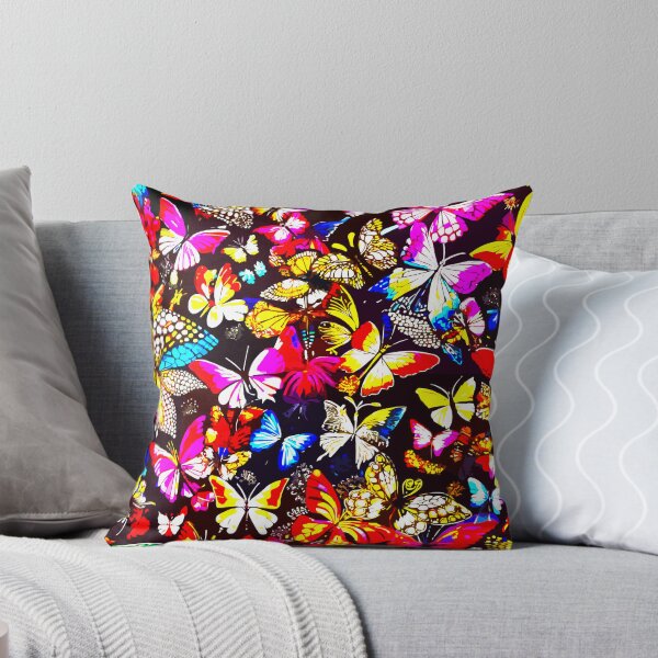 Item preview, Vibrant Butterfly Carpet Pattern on Black Background designed and sold by VikArtStudio.