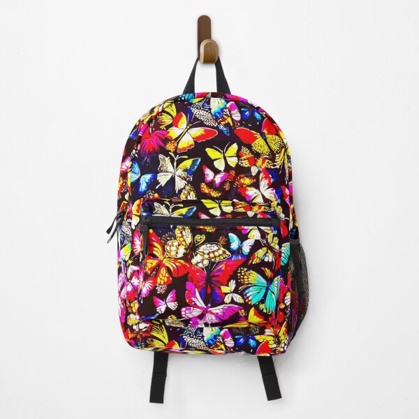 Item preview, Vibrant Butterfly Carpet Pattern on Black Background designed and sold by VikArtStudio.