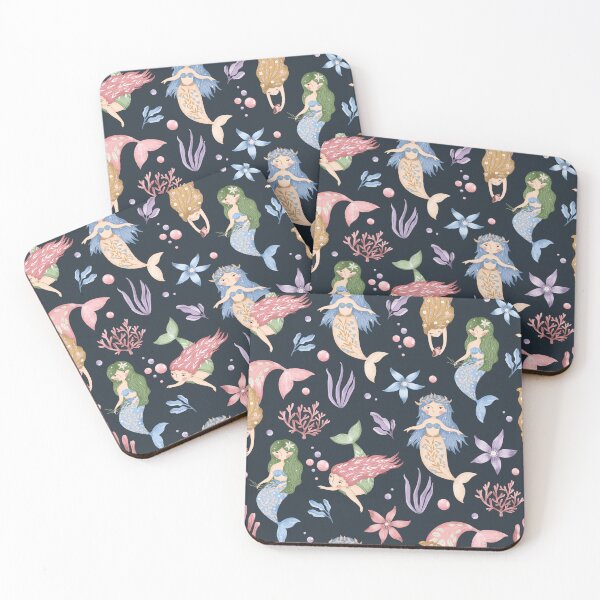 Item preview, Enchanting mermaids repeating pattern designed and sold by pinkyfish1010.