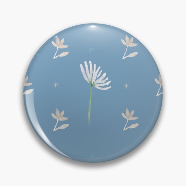 Item preview, Blue & white camomile magic flowers & stars print designed and sold by HandmadeMood.