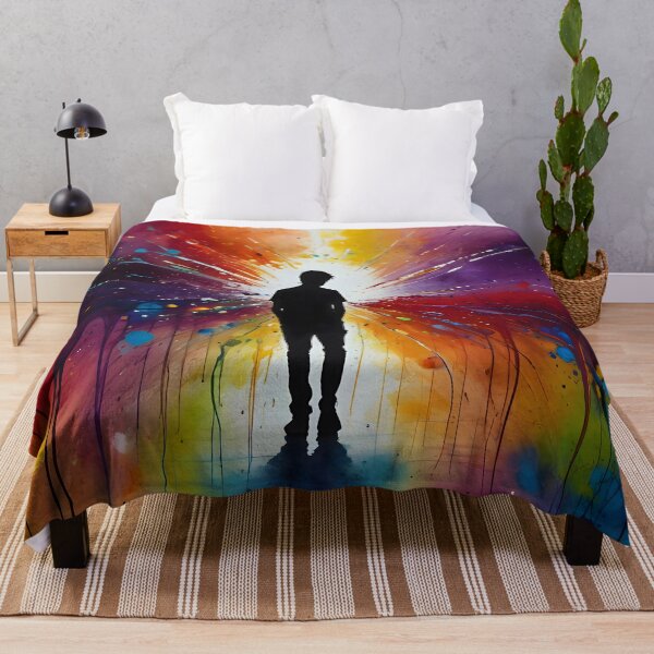 Item preview, Cosmic Awakening - Abstract Supernova Painting with Silhouette Figure designed and sold by puravidavisions.