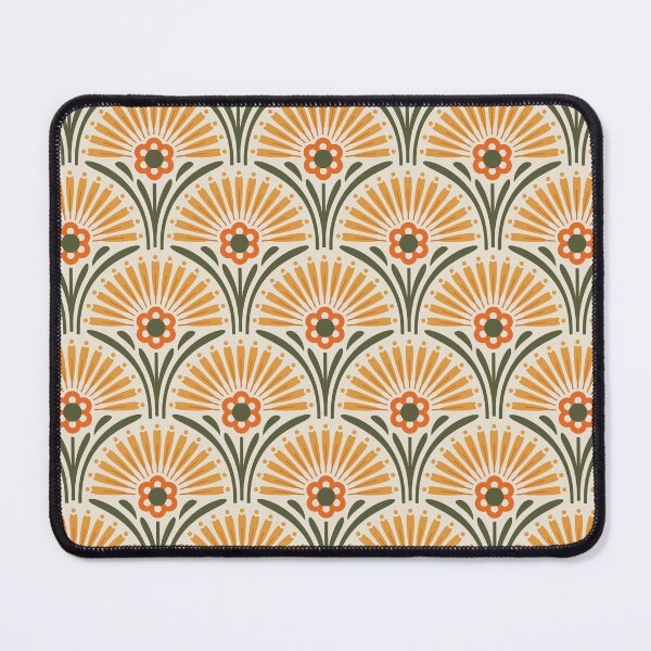 Item preview, KF 0248 A - Vintage Retro Scallop 70s Floral Pattern in Orange Green designed and sold by KhakiFinch.