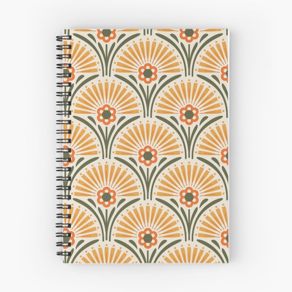 Item preview, KF 0248 A - Vintage Retro Scallop 70s Floral Pattern in Orange Green designed and sold by KhakiFinch.