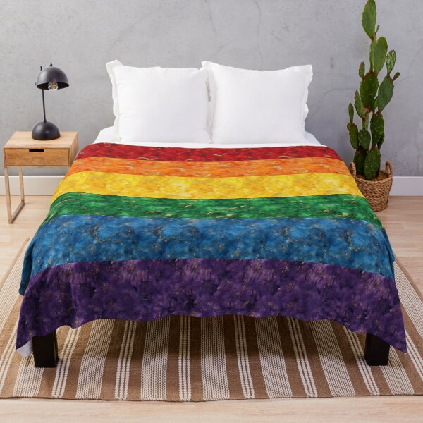 Item preview, Batik Textured Pride Flag with Gold Leaf Flecks designed and sold by thaneydesign.