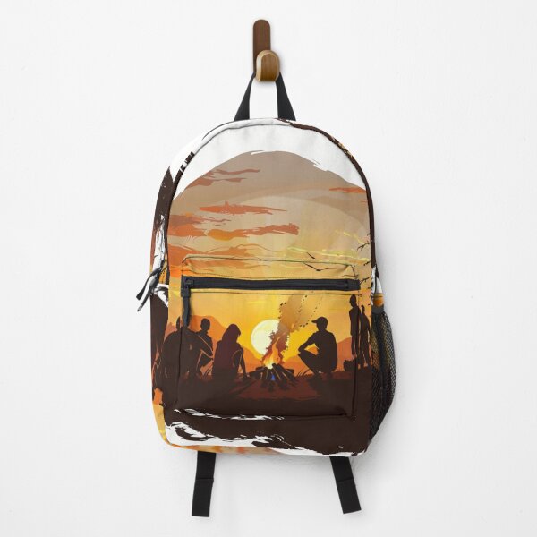 Item preview, Campers sunset gradient backdrop around campfire Active Outdoors Inspired Art designed and sold by CDC40.
