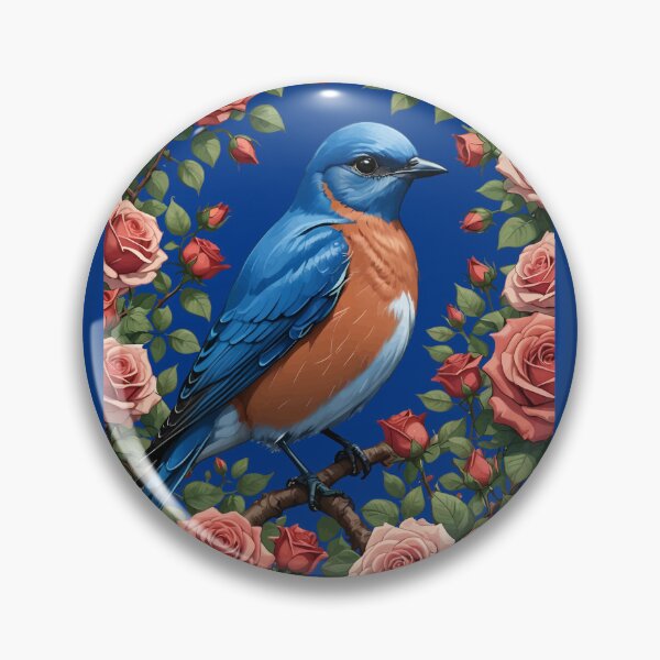 Item preview, An Eastern Bluebird Surrounded By New York Roses 1 designed and sold by taiche.