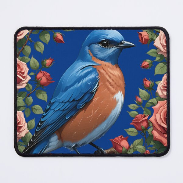 Item preview, An Eastern Bluebird Surrounded By New York Roses 1 designed and sold by taiche.