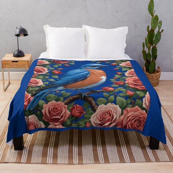 Item preview, An Eastern Bluebird Surrounded By New York Roses 1 designed and sold by taiche.