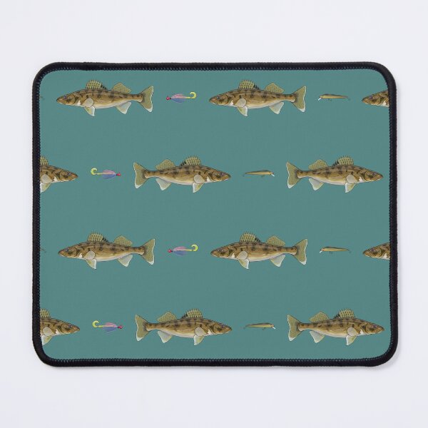 Walleye & Lures Pattern (Blue Background) Mouse Pad