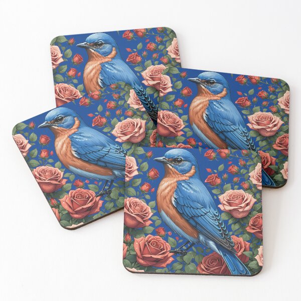 Item preview, An Eastern Bluebird Surrounded By New York Roses 2 designed and sold by taiche.