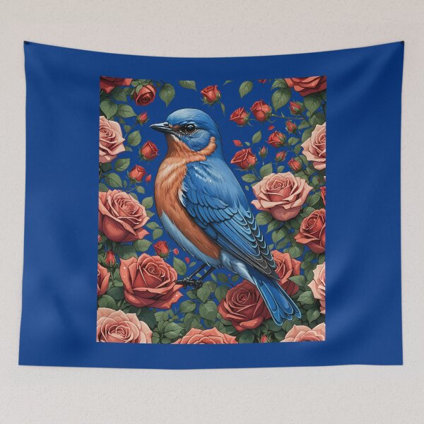 Item preview, An Eastern Bluebird Surrounded By New York Roses 2 designed and sold by taiche.