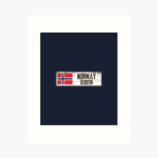 Artikel-Vorschau von Bergen Norwegen Flagge Vintage Design, designt und verkauft von jeshands.
