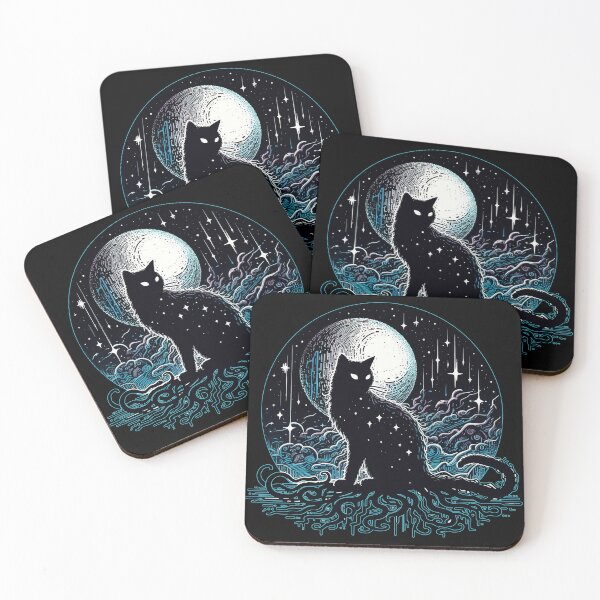 Item preview, Galaxy Cosmic Black Cat in Stars Pattern designed and sold by TomFrontierArt.