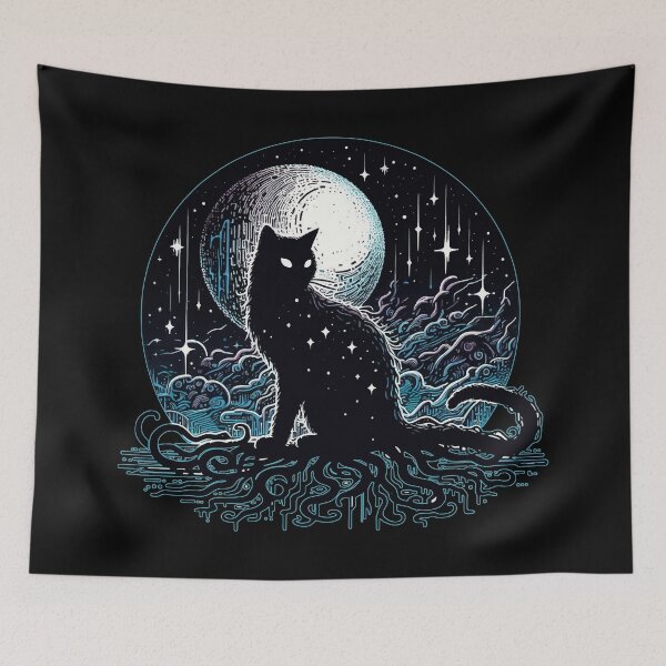 Item preview, Galaxy Cosmic Black Cat in Stars Pattern designed and sold by TomFrontierArt.
