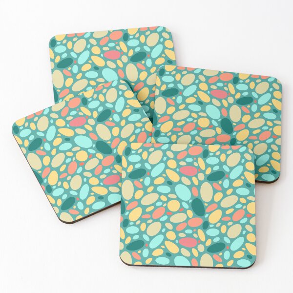 Item preview, Colorful Bean Pebbles on Green Abstract Pattern  designed and sold by patternsoup.