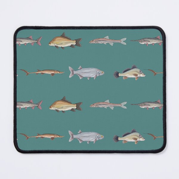 Missouri River Fishes Pattern (Blue Background) Mouse Pad