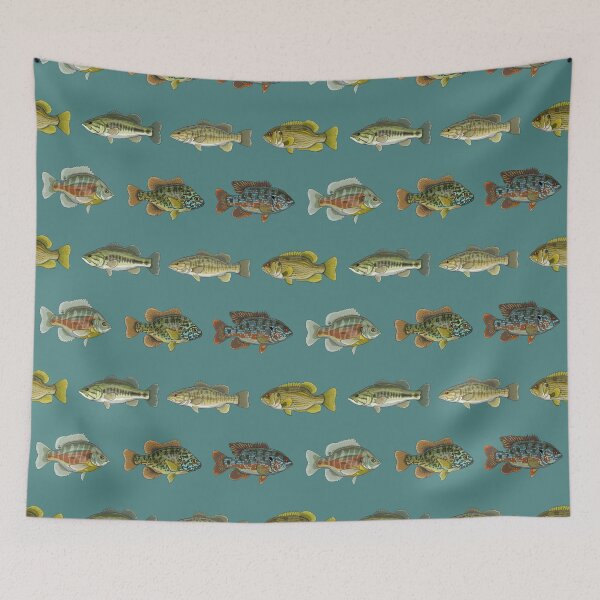 Item preview, Bass and Sunfish Pattern (Blue Background) designed and sold by Marathon-Rana.