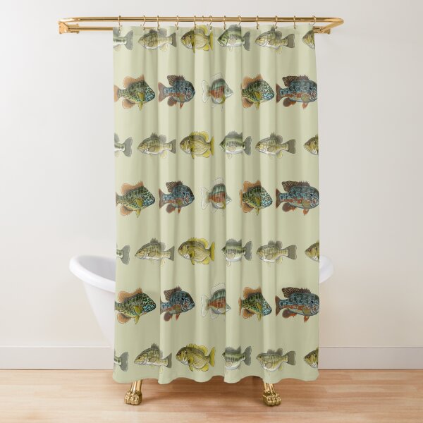Bass and Sunfish Pattern (Sand Background) Shower Curtain