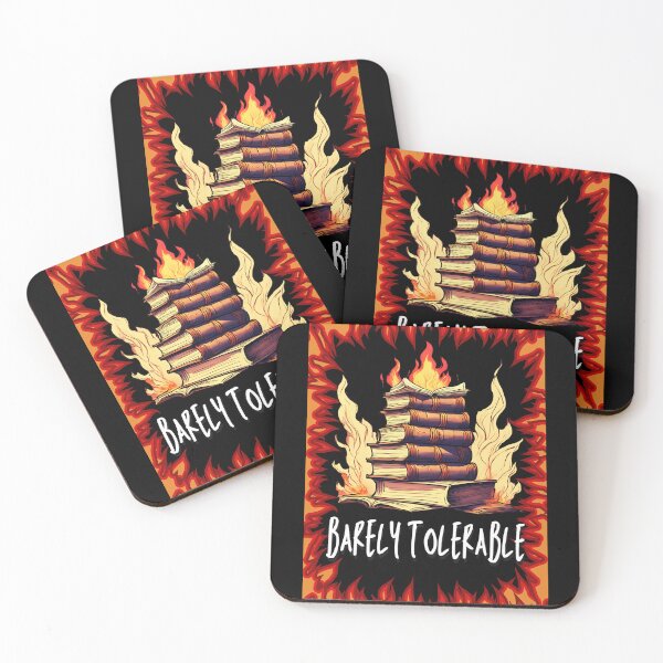 Item preview, Barely Tolerable, T-shirt Design With a Pile of Burning Books designed and sold by TheDarkStone.