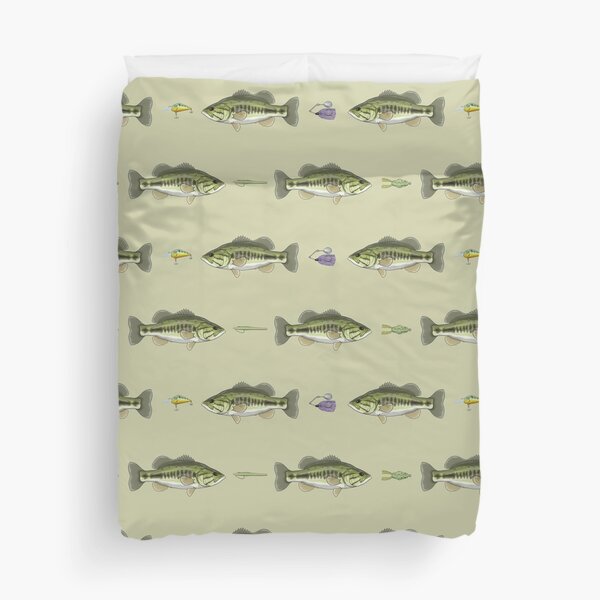 Largemouth Bass & Lures Pattern (Sand Pattern) Duvet Cover