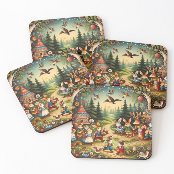 Item preview, Forest Critter Village | Nostalgic Woodland Fairytale Art designed and sold by litchick1977.