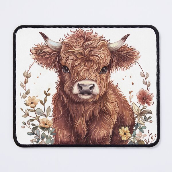 Item preview, Cute baby highland cow and flowers,, boho cow designed and sold by Inktown.