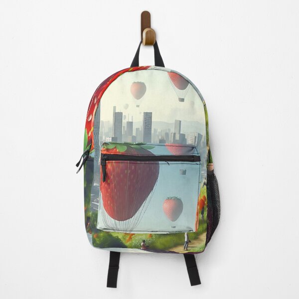 Item preview, a fantasy landscape with strawberries as balloons designed and sold by bernhagen.