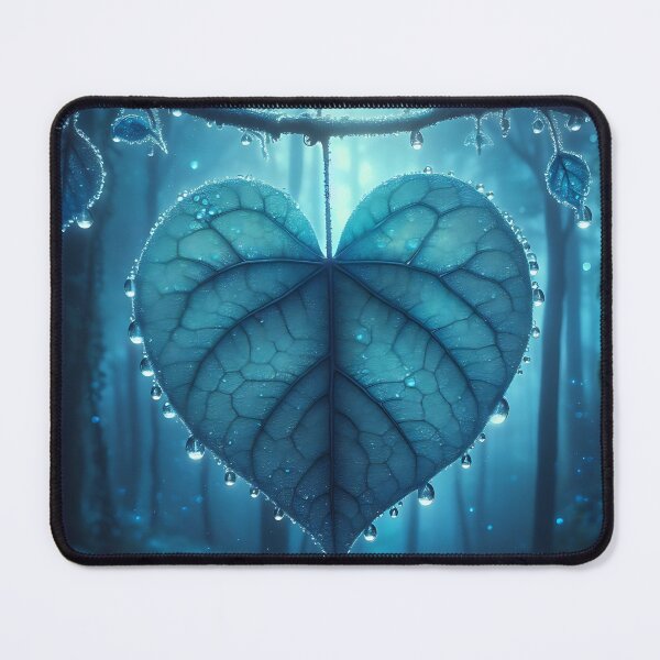 Item preview, a light blue leaf in the shape of a heart hangs on a branch designed and sold by bernhagen.