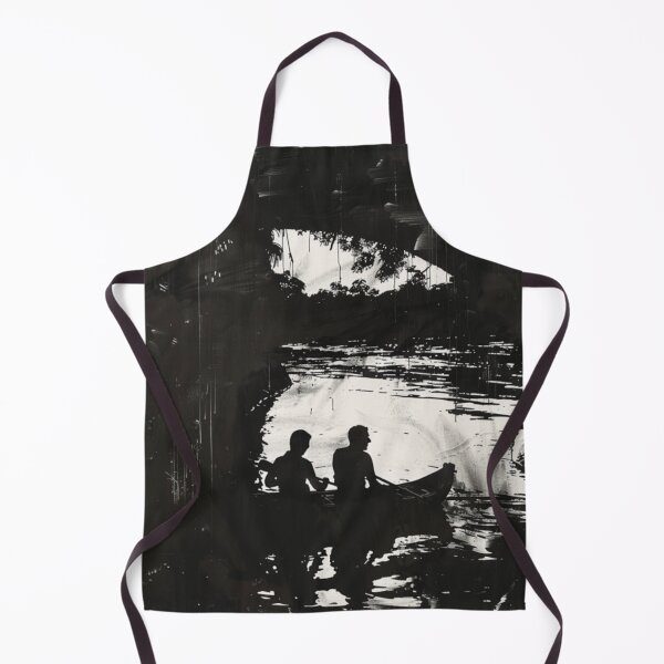 Item preview, Monochrome silhouette rafters against neon river Active Outdoors Inspired Art designed and sold by CDC40.