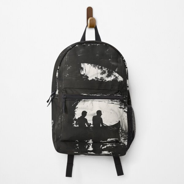 Item preview, Monochrome silhouette rafters against neon river Active Outdoors Inspired Art designed and sold by CDC40.