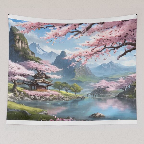 Item preview, Cherry Blossoms Lakeside - 003 designed and sold by KolosalPrints.