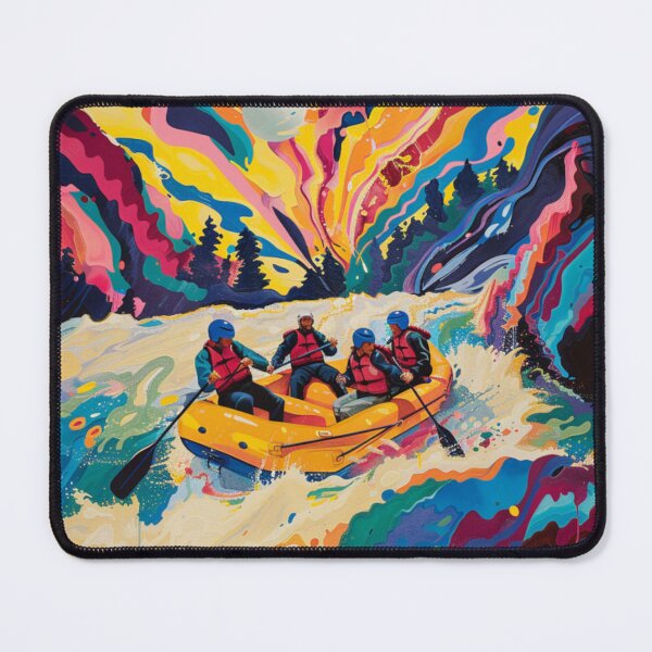 Item preview, Psychedelic twist river rafting scene bold colours Active Outdoors Inspired Art designed and sold by CDC40.