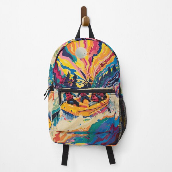 Item preview, Psychedelic twist river rafting scene bold colours Active Outdoors Inspired Art designed and sold by CDC40.