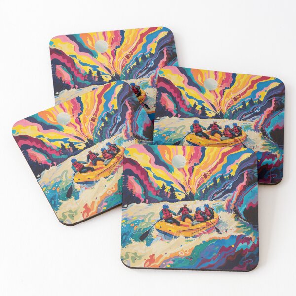 Item preview, Psychedelic twist river rafting scene bold colours Active Outdoors Inspired Art designed and sold by CDC40.