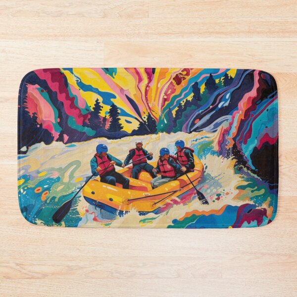 Item preview, Psychedelic twist river rafting scene bold colours Active Outdoors Inspired Art designed and sold by CDC40.