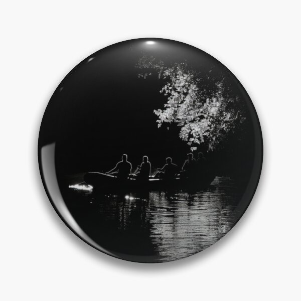 Item preview, Monochrome silhouette rafters against neon river Active Outdoors Inspired Art designed and sold by CDC40.