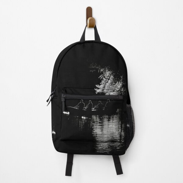 Item preview, Monochrome silhouette rafters against neon river Active Outdoors Inspired Art designed and sold by CDC40.