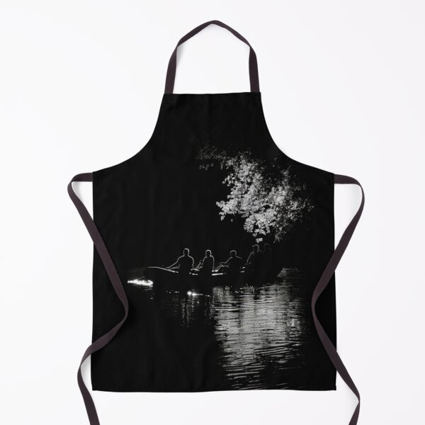 Item preview, Monochrome silhouette rafters against neon river Active Outdoors Inspired Art designed and sold by CDC40.