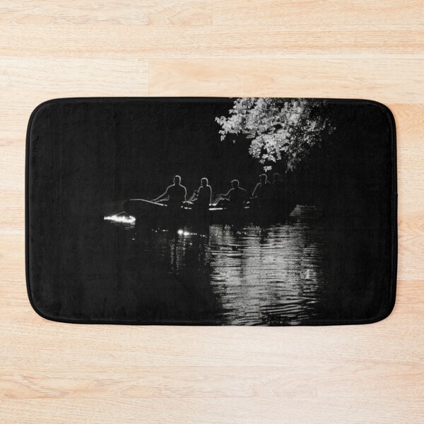 Item preview, Monochrome silhouette rafters against neon river Active Outdoors Inspired Art designed and sold by CDC40.