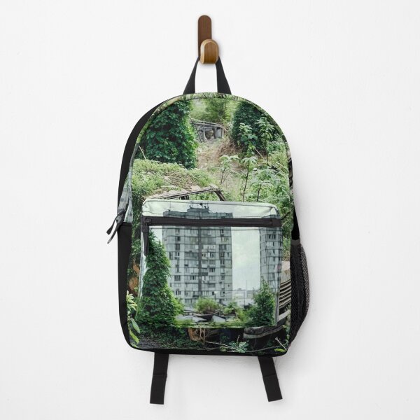 Item preview, Wrecked Car Overgrown with Kudzu Amidst High-Rise Buildings – Urban Photography designed and sold by regnumsaturni.