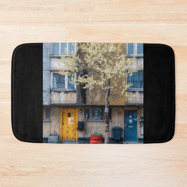 Item preview, Urban Architecture with Blooming Tree in Front of Old Building – Urban Photography designed and sold by regnumsaturni.