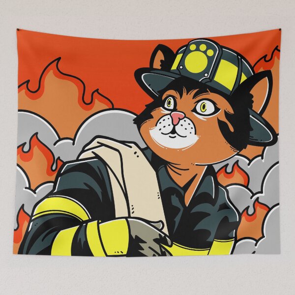 Item preview, Firefighter Cat Poster Art designed and sold by Artthree.