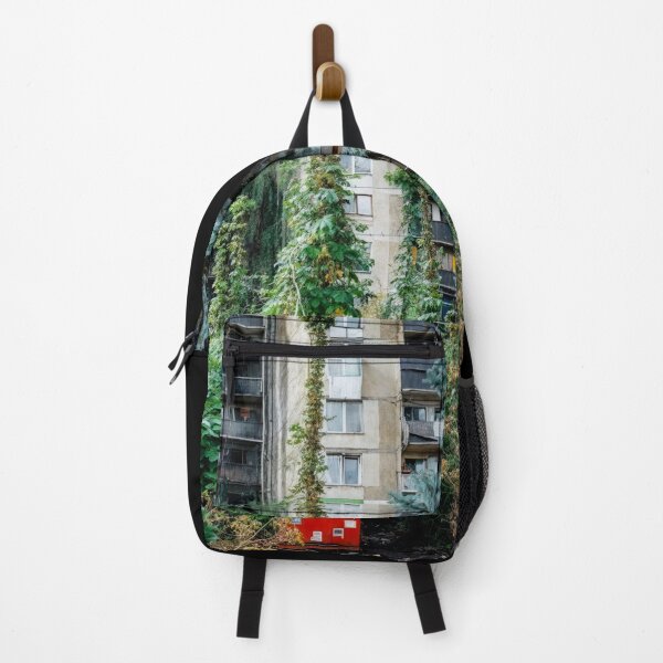 Item preview, Urban Architecture with Plants and Tree, Abandoned Vending Machine in Overgrown Cityscape designed and sold by regnumsaturni.