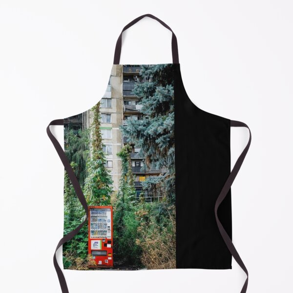 Item preview, Urban Architecture with Plants and Tree, Abandoned Vending Machine in Overgrown Cityscape designed and sold by regnumsaturni.