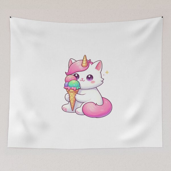 Item preview, cat unicorn eating ice cream designed and sold by jkrphoto.