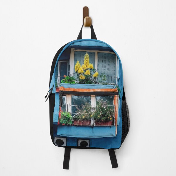 Item preview, Facade with Vibrant Balcony Plants Against Urban Wall – Urban Photography designed and sold by regnumsaturni.