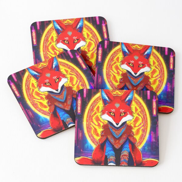 Item preview, red kitsune, sitting facing designed and sold by janjacbu.
