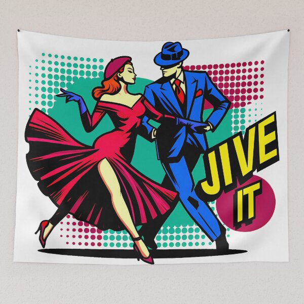 Item preview, Jive dance couple of the 30s - pop color illustration designed and sold by AD-Digital-Art.