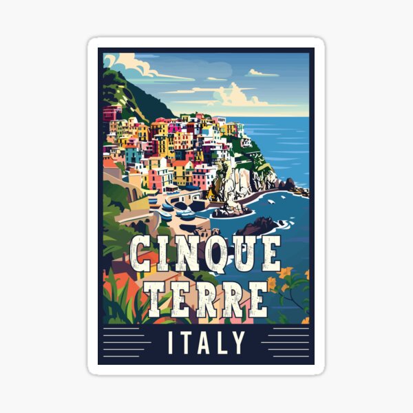 Item preview, Charm of Cinque Terre in Italy - Vintage Travel Art designed and sold by turtlestart.